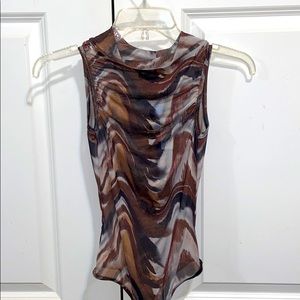 BRAND NEW brown mesh bodysuit